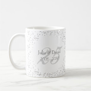 25. Hochzeitsjubiläum Silber Stardust Konfetti Kaffeetasse
