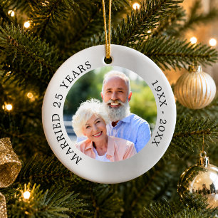 25. Hochzeitsjubiläum Silberfoto Keramik Ornament