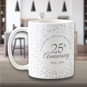 25. Hochzeitsjubiläum Silberne Herzen Kaffeetasse