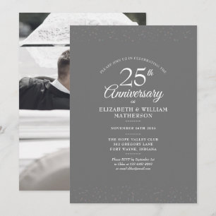 25. Hochzeitsjubiläums-Foto Silber Stardust Einladung