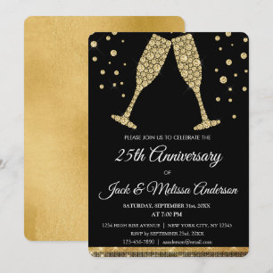 25. Hochzeitsjubiläums-Party Champagnergläser Einladung