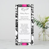 25 Hochzeitsprogramme für schwarz-rosa BlumenDamas Programm (Stehend Vorderseite)