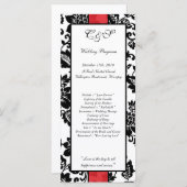 25 Hochzeitsprogramme für Schwarz/Rot-Flora-Damask Programm (Vorne/Hinten)