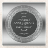 25. Hochzeitsszenario für den schwarzen und silber Glasuntersetzer (Vorderseite)