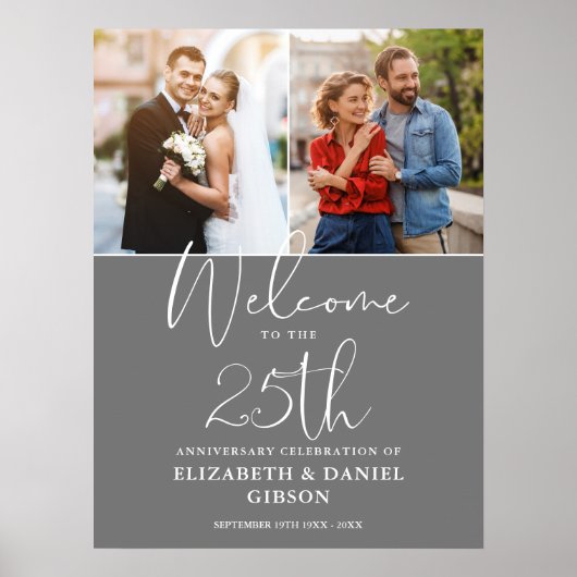 25. Hochzeitstag 2 Foto Begrüßungszeichen Poster (Vorne)