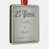 25. Hochzeitstag-Andenken-Verzierung Silbernes Ornament (Rechts)
