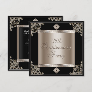 25. Hochzeitstag Art Deco Black Sepia Einladung