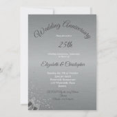 25. Hochzeitstag Black Silver Chic Elegant Einladung (Rückseite)