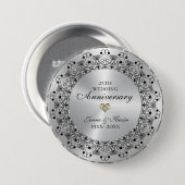 25. Hochzeitstag BlackMandala auf Silber Button (Vorne & Hinten)