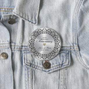 25. Hochzeitstag BlackMandala auf Silber Button