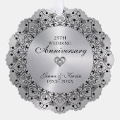 25. Hochzeitstag BlackMandala auf Silber Ornament Karte (Vorderseite)