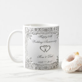 25. Hochzeitstag blüh Silber Kaffeetasse