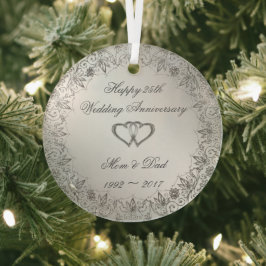 25. Hochzeitstag blüh Silber  Ornament Aus Glas
