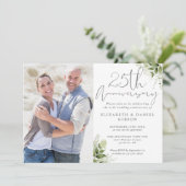 25. Hochzeitstag Blumen Silber Foto Einladung (Stehend Vorderseite)