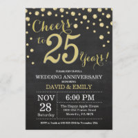 25. Hochzeitstag Chalkboard Black and Gold