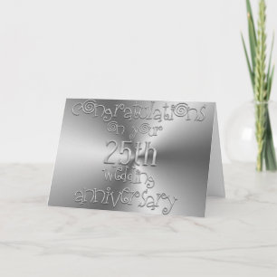 25. Hochzeitstag Chic Silber-Typografie Karte