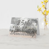 25. Hochzeitstag Chic Silver Typografie Karte (Gelbe Blume)