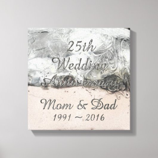 25. Hochzeitstag Chic Silver Typografie Leinwanddruck (Vorderseite)