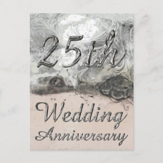 25. Hochzeitstag Chic Silver Typografie Postkarte (Vorderseite)