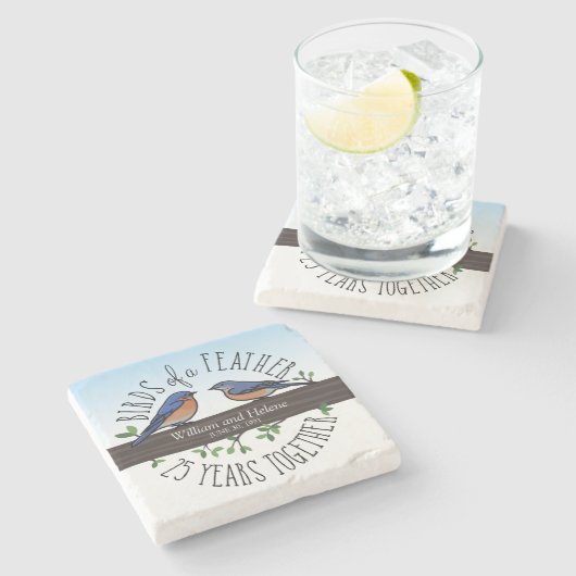 25. Hochzeitstag, Drosseln einer Feder Steinuntersetzer (Seitenansicht)