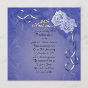 25. Hochzeitstag Ehegelübde erneuern blaue Rosen Einladung
