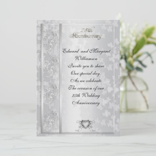 25. Hochzeitstag Einladung elegant (Stehend Vorderseite)