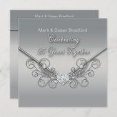25. Hochzeitstag - EINLADUNG - SILVER (Vorne/Hinten)
