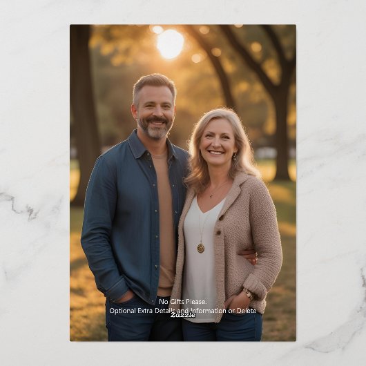 25. Hochzeitstag Einladung Weißes Elegant (Rückseite)