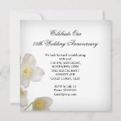 25. Hochzeitstag Elegant Floral White Einladung (Rückseite)