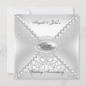 25. Hochzeitstag Elegant Pearl White Einladung (Vorderseite)