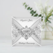 25. Hochzeitstag Elegant Silver White Einladung (Stehend Vorderseite)