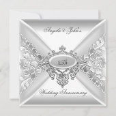 25. Hochzeitstag Elegant Silver White Einladung (Vorderseite)