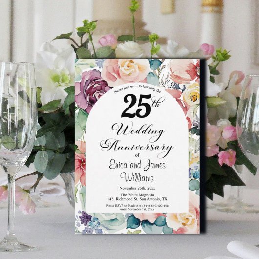25. Hochzeitstag Elegantes Drehbuch Einladung