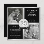 25. Hochzeitstag Elegantes Foto Einladungen (Vorne/Hinten)