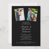 25. Hochzeitstag Elegantes Schwarzes Silber Einladung (Vorderseite)