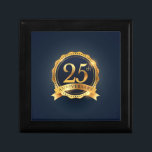25. Hochzeitstag Erinnerungskiste<br><div class="desc">Hochzeits-Band-Verzierungs-Abzeichen-goldenes Feier-Luxusemblem</div>