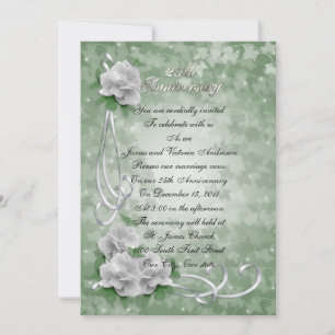 25. Hochzeitstag Erneuerung der Ehegelübde Weiße R Einladung