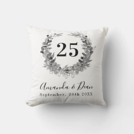 25. Hochzeitstag Eukalyptus-Kranz Kissen