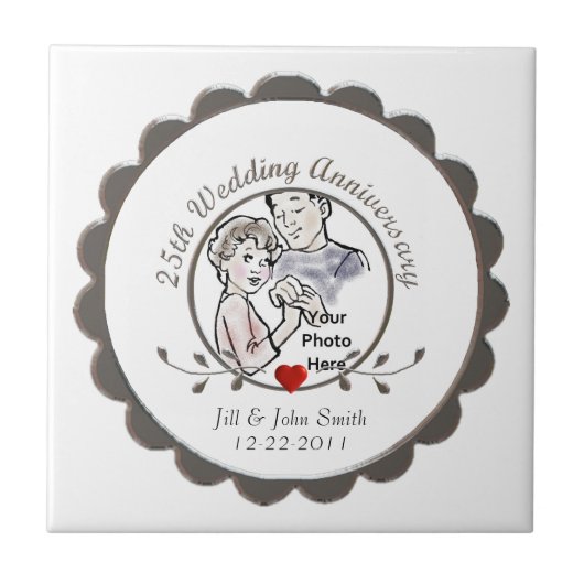 25. Hochzeitstag Fliese (Vorderseite)