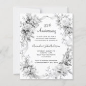25. Hochzeitstag florals Silber Einladung (Vorderseite)