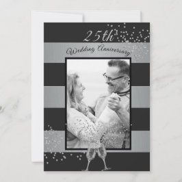 25. Hochzeitstag Foto Black Silver Einladung