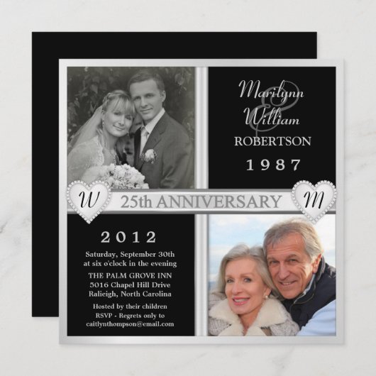 25. Hochzeitstag Foto Einladungen (Vorne/Hinten)