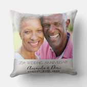 25. Hochzeitstag Foto silber stilvoll Kissen (Rückseite)