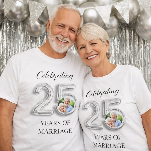 25. Hochzeitstag Foto Silber T-Shirt