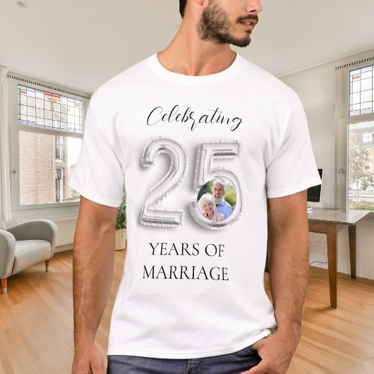 25. Hochzeitstag Foto Silber T-Shirt