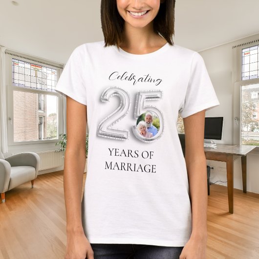 25. Hochzeitstag Foto Silber T-Shirt