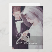 25. Hochzeitstag & Foto - silbergrau Einladung (Vorne/Hinten)