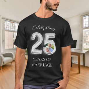 25. Hochzeitstag Foto Silberschwarz Männer T-Shirt