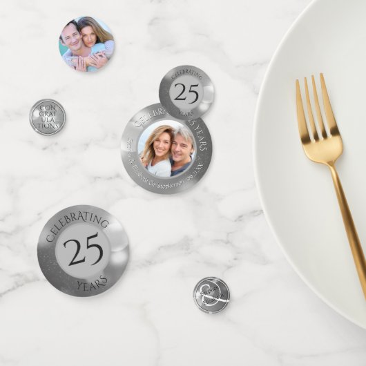 25. Hochzeitstag Foto Silver Personalisiert Konfetti (Gruppe)