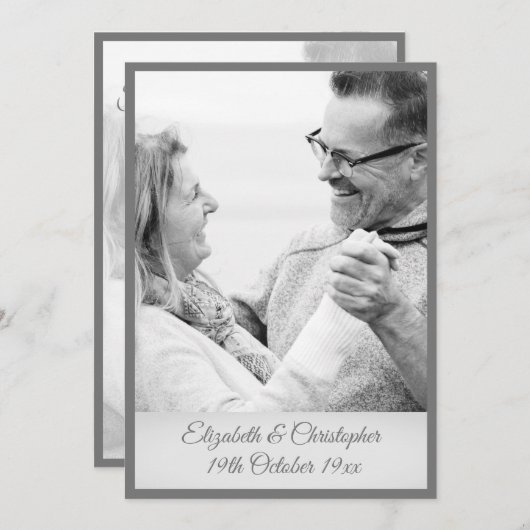 25. Hochzeitstag Foto Silver Schwarz-weiß Einladung (Vorne/Hinten)